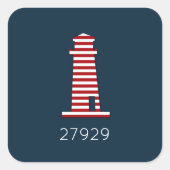 Sticker Carré Nautique phare ZIP CODE Rouge Blanc Bleu Amusant (Devant)