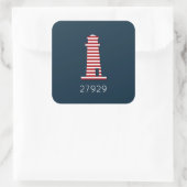 Sticker Carré Nautique phare ZIP CODE Rouge Blanc Bleu Amusant (Sac)