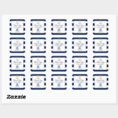 Sticker Carré Nautique White Navy Blue Stripes (Feuille)