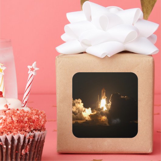 Sticker Carré Navette spatiale Terre Orbitale Nuit Spacecraft Ca (Fête)