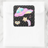 Sticker Carré Navire spatial Alien étoilé (Sac)