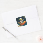 Sticker Carré Navire spatial Alien mignon Imaginaire (Enveloppe)