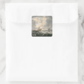 Sticker Carré Navires sur une mer agitée (Sac)