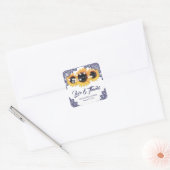 Sticker Carré Navy Blue Rustic Sunflower Wedding Thank You (Enveloppe)