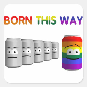 Sticker Carré Né ainsi LGBT Rainbow Stripe