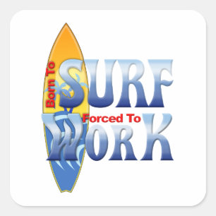 Sticker Carré Né Au Surf