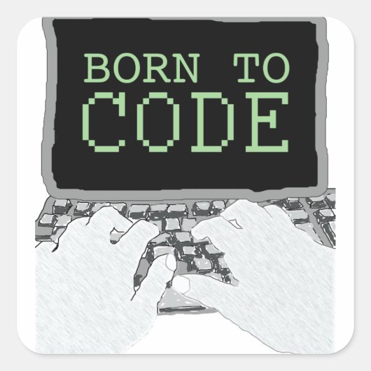 Sticker Carré Né dans le code (Devant)