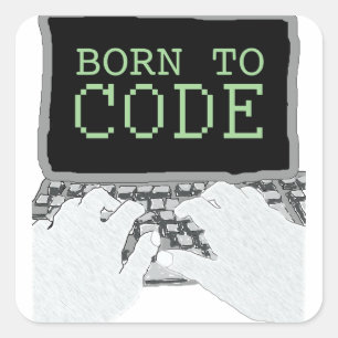 Sticker Carré Né dans le code