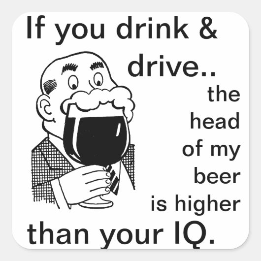 Sticker Carré Ne pas boire et conduire (Devant)