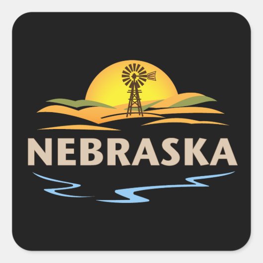 Sticker Carré Nebraska États-Unis d'Amérique (Devant)