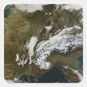 Sticker Carré Neige, brouillard et nuages bas en Europe occident