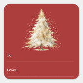 Sticker Carré Neige d'arbre rouge à partir de Noël (Devant)