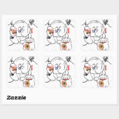 Sticker Carré NEKO et INU Chow et fêtes de chat (Feuille)