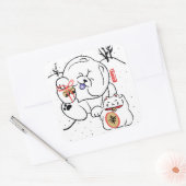 Sticker Carré NEKO et INU Chow et fêtes de chat (Enveloppe)