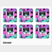 Sticker Carré Neon Basketball Baskets & Paint Splatard Anniversa (Feuille)