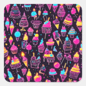 Sticker Carré Neon Birthday Sweets (Devant)