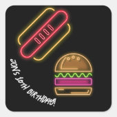 Sticker Carré Neon Fast Food Monogramme Nom Vibrant (Devant)