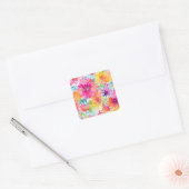 Sticker Carré Neon Floral Watercolor Party (Enveloppe)