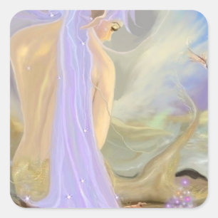 Sticker Carré Neon Haired Mermaid