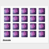 Sticker Carré Neon Heart Valentines  (Feuille)