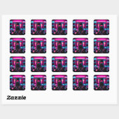Sticker Carré néon ninja (Feuille)