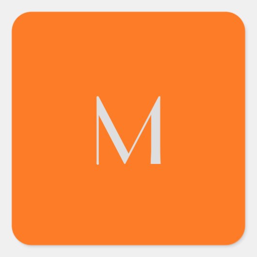 Sticker Carré néon orange - ajouter monogramme (Devant)