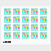 Sticker Carré Neon Pastel de style Miami Merci - (Feuille)