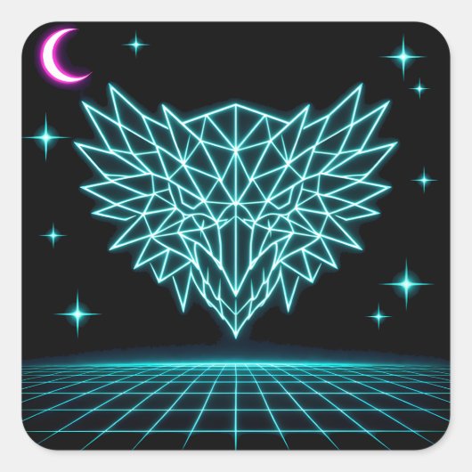 Sticker Carré Neon Phoenix Synthwave - Feu Rétro Ascendant (Devant)