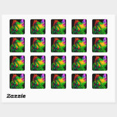Sticker Carré Neon Pixel Dragon - Retro Arcade Flame Design (Feuille)