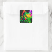 Sticker Carré Neon Pixel Dragon - Retro Arcade Flame Design (Sac)