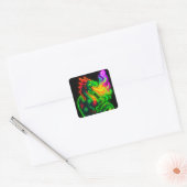 Sticker Carré Neon Pixel Dragon - Retro Arcade Flame Design (Enveloppe)