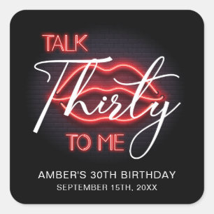 Sticker Carré Neon Red Trente Anniversaire