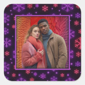 Sticker Carré Neon Snowflakes (Devant)