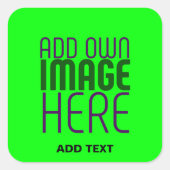 STICKER CARRÉ NEON VERT ÉDITABLE TEXTE IMAGE MODÈLE DON (Devant)