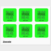 STICKER CARRÉ NEON VERT ÉDITABLE TEXTE IMAGE MODÈLE DON (Feuille)
