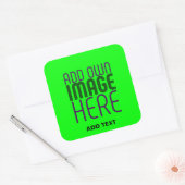 STICKER CARRÉ NEON VERT ÉDITABLE TEXTE IMAGE MODÈLE DON (Enveloppe)