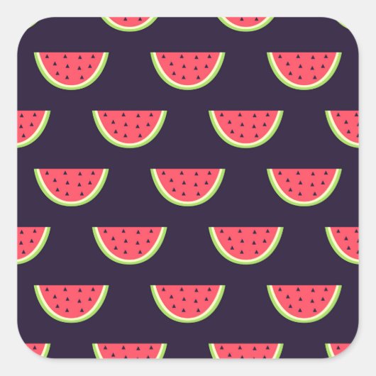 Sticker Carré Neon Watermelon on Purple Pattern (Devant)