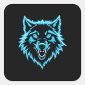 Sticker Carré Neon Wolf (Devant)
