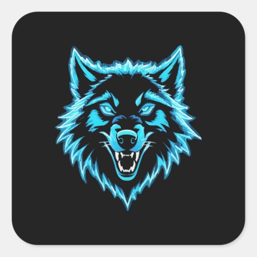Sticker Carré Neon Wolf (Devant)