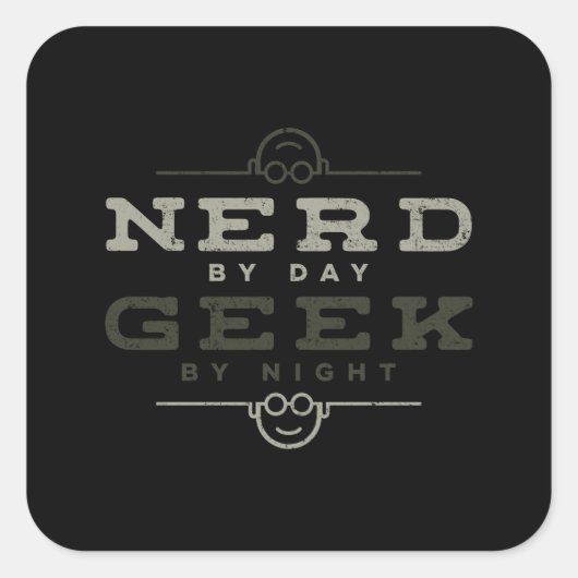 Sticker Carré Nerd par Geek de jour par nuit (Devant)
