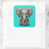 Sticker Carré Nerdy Baby Elephant Portant des lunettes (Sac)