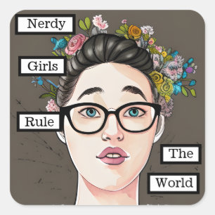 Sticker Carré Nerdy Girls dirigent le monde