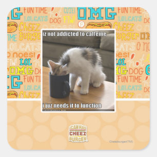 Sticker Carré N'est pas accro à la caféine
