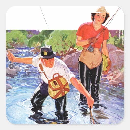 Sticker Carré Netting A Fish by R.J. Cavalière (Devant)