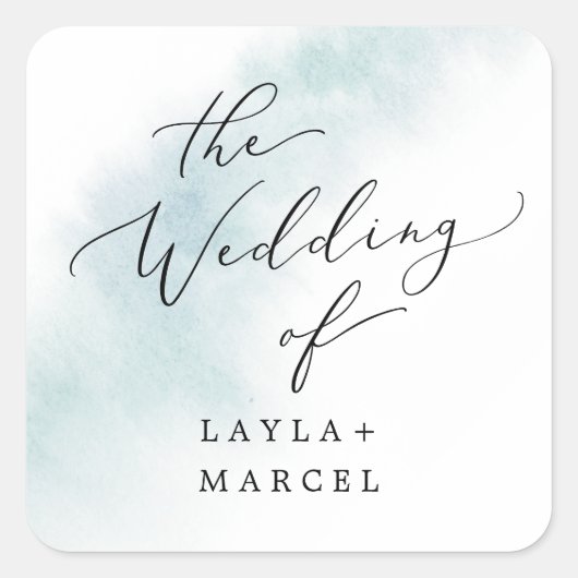 Sticker Carré Nettoyage aquarelle | Phoques Mariages bleus (Devant)