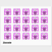 Sticker Carré Nettoyage Maid Housekeeper QRCode Logo Drips rose (Feuille)