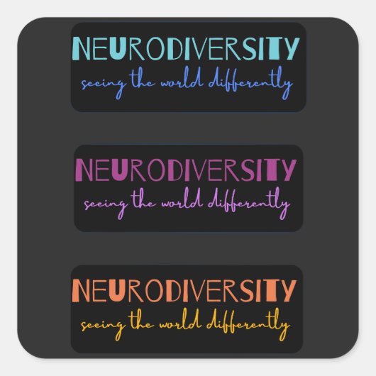 Sticker Carré Neurodiversité colorée (Devant)