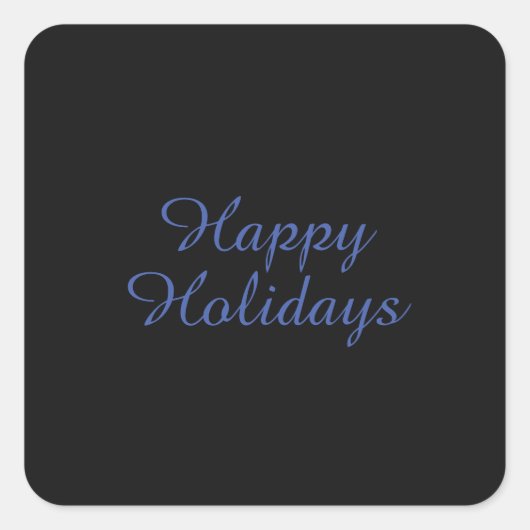 Sticker Carré Neutral Black & Blue Plain Elegant Happy Holidays (Devant)