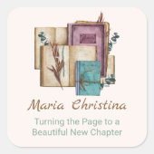 Sticker Carré New Chapter Begins Floral New Beginnings (Devant)