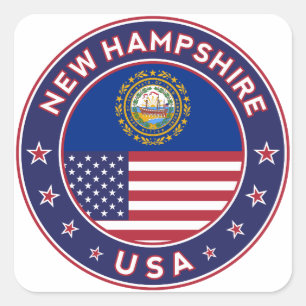 Sticker Carré New Hampshire, New Hampshire autocollant,